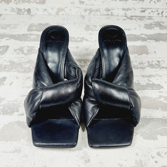 New Marc Fisher LTD Dellian Black Leather Heeled Sandals A212 - Picture 2 of 12